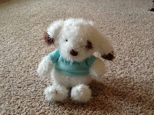 New Hallmark Huggable Plush 14" Soft White Puppy Dog Talking Hug Me In 1