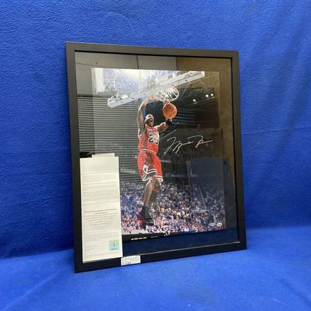 Framed Micheal Jordan Autographed “1998 Final Dunks” 16x20 Photograph Upper  1