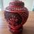 Vintage Chinese Cinnabar Covered Ginger Jar Ornate Floral Red Enamel 5 7 thumbnail
