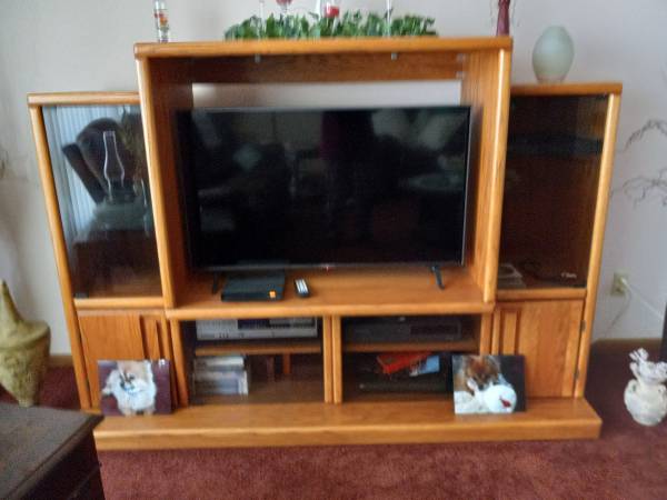 Solid Oak Entertainment Center 1