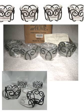 BRAND NEW Set of 4 IRON & GLASS CANDLE VOTIVES - by SOUTHERN LIVING 1