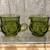 VTG Indiana Glass/Lancaster Colony Kings Crown Green Glass Set 2 thumbnail