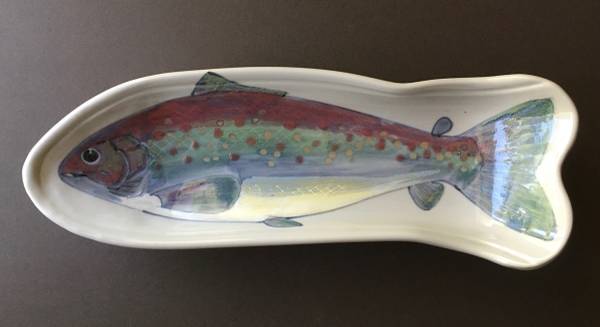 Highland Stoneware Scotland - Hand Made and Painted Fish Shaped Dish 1