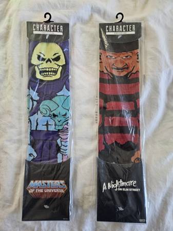 Character Socks Skeletor and Freddie Krueger NEW 1