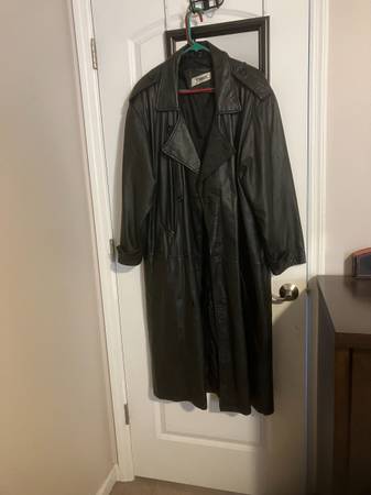 full length black leather coat 1