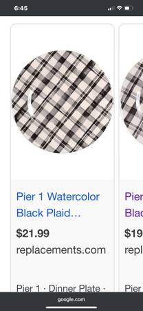 Pier 1 Watercolor Black Plaid (Bradford Black Plaid) Dishes 1
