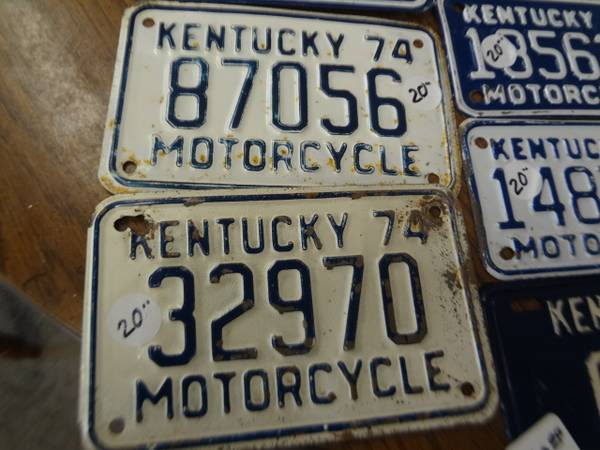 Antique Kentucky motorcycle tags - $25 (Shepherdsville)63471302161921121