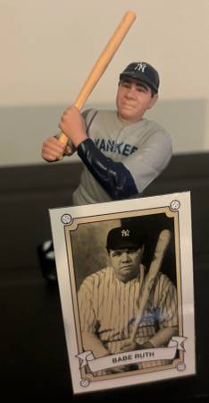 Babe Ruth used figure Yankees Hall of Fame & small baseball 1