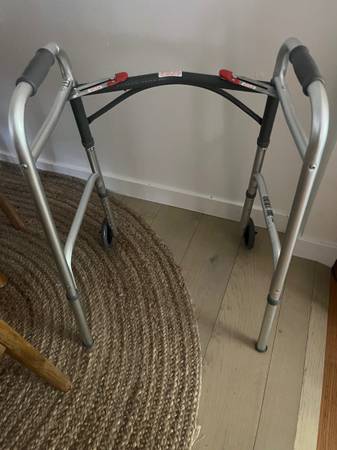 Deluxe Folding Adjustable Height Walker Includes 2 tennis ball 1