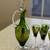 Vintage Green Glass Decanter & Liquor Glasses Set 3 thumbnail