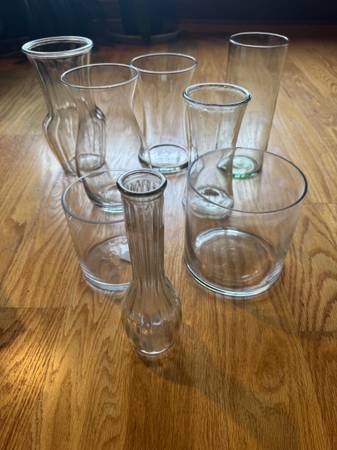 Vases - Clear Glass Various Sizes and Shapes - Like New 1