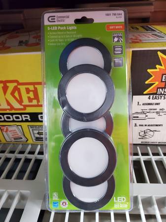 NEW Commercial Electric 5-Light Integrated LED Black AC Puck Light Kit 1