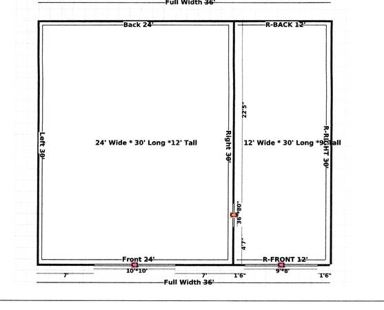 24X30X12 PLUS ADDITIONAL12X30 SIDE ATTACHED GARAGE - $21,11963435874547075121