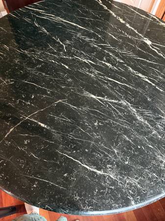 Italian marble table & 6 leather chairs 1