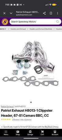 BBC Ceramic Headers 67-81 Camaro 68-77 Chev/Malibu 68-79 Nova 1
