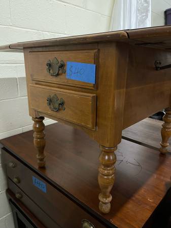 Ethan Allen Heirloom Nutmeg Maple Drop Leaf End Tables 1