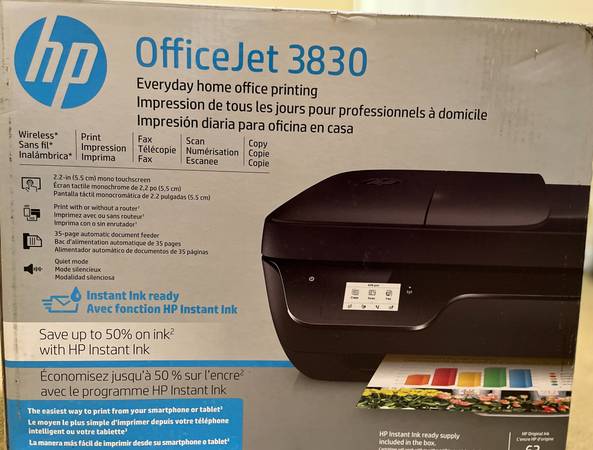 HP OfficeJet 3830 All in One Printer (wireless) NEW in box 1