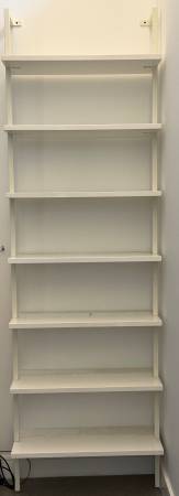 Wall Mounting 8' Bright white lacquered shelving tower 1
