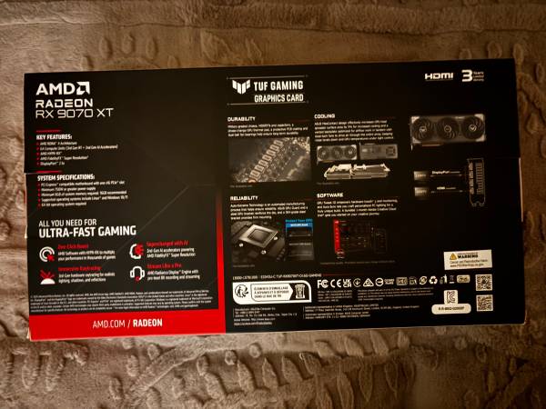 AMD RADEON RX9070XT graphics card - $1,000 (Cerritos)63436946730497121