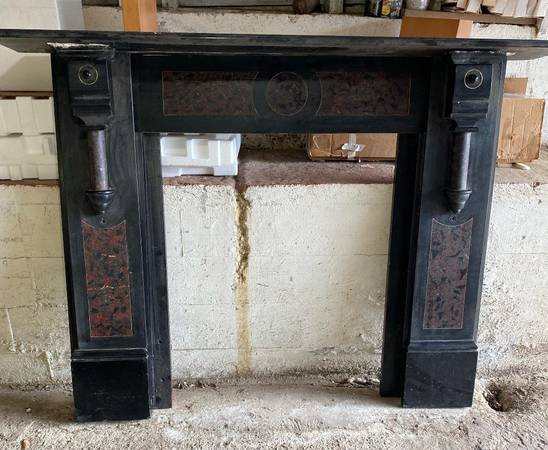 Antique Victorian Fireplace Surround Slate w/ Marbleized Panels 1