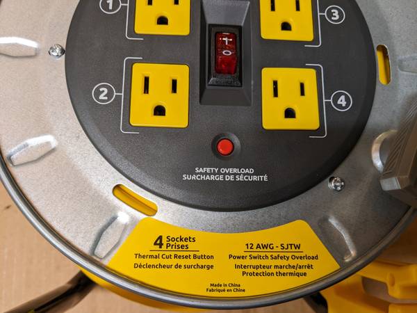 Link2Home Professional Grade Metal Cord Reel 50ft 12AWG Extension Cord - $35 (GLENWOOD)63471078472579122