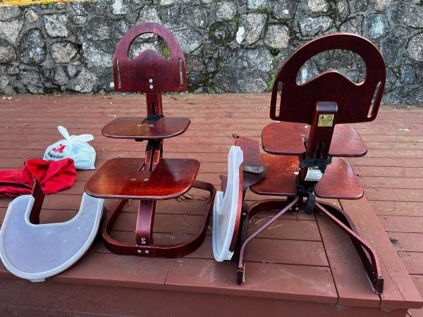 2-SVAN Solid Wood Mahogany Swedish highchairs (adj) kid/toddler/baby 1