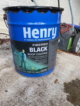 Henry Fibered Roof Coating 4.75 gal, black, new 1