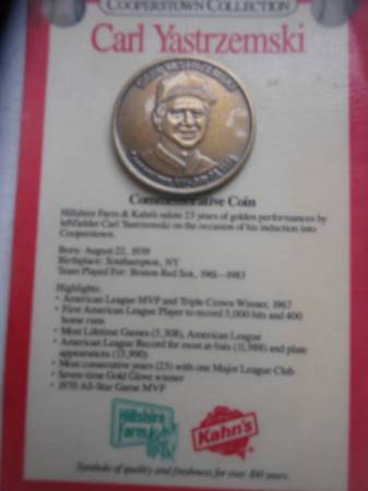 CARL YASTRZEMSKI HILLSHIRE FARMS COIN-YAZ-BOSTON RED SOX 1