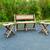 Mid Century Boho Patio Bench Stool Set Foldable Solid Wood 17 thumbnail