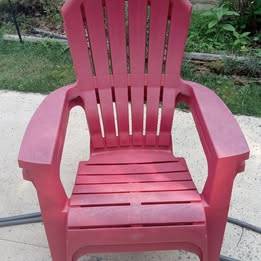 REDUCED Stackable *Red* Resin Frame Stationary Adirondack Chairs Askin 1