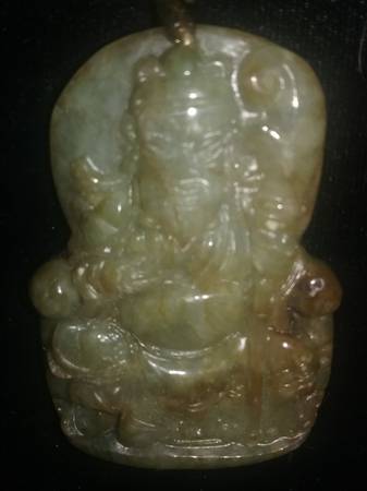 Antique asian chinese jade emperor  pendant with gold bale 1