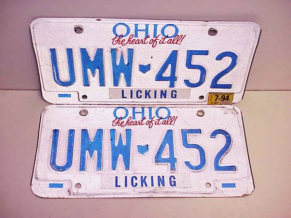 Placas de Ohio 17 en total 5 pares El corazón de todo Licking.. - $40 (SE Salem)63435574721539124