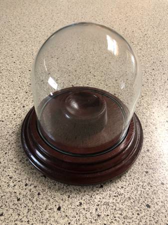 Glass Dome Baseball Display Holder Cherry Wood Base 1