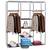 69" Portable Clothes Closet Non-Woven Fabric Wardrobe Double Rod Storage Black 4 thumbnail