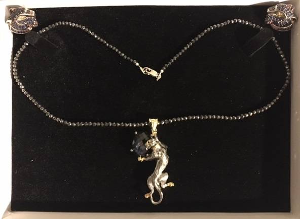 DIAMOND Necklace, Sapphire Jaguar Pendant. 1