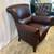 Burgundy Leather Club Parlor Chair Scroll Back Lee Industries Made USA 3 thumbnail