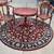 Vintage Mahogany Pedestal Drum Table & Ornate Corner Chairs 1 thumbnail