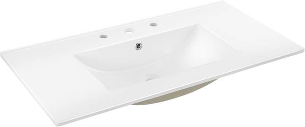36 in W x 18.25 in D Ceramic Single Sink Basin Vanity Top in White 1