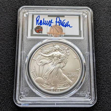 2022 Robert Parish autographed 1oz Silver Eagle PCGS graded MS70 coin - $150 (san mateo)63470928776193120