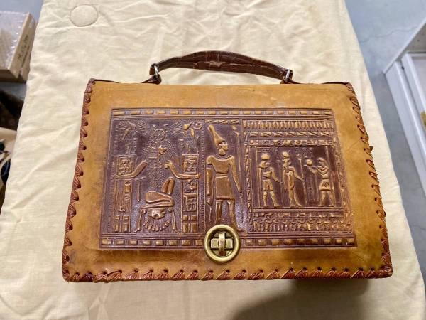 Rare Embossed Egyptian Hieroglyph Bag 1