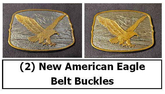 (2) New "Vintage" American Eagle Belt Buckles 1