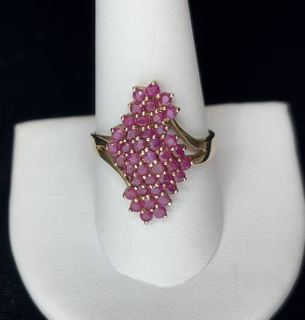 Synthetic Ruby Lady's 10K Yellow Gold Stone Ring 1