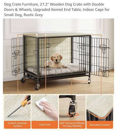 Increíble mueble para jaula de perro 27.2" L x 20.1" A x 23.6" H - $75 cada uno (Shavano Park)63372806389379123