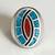 VTG. Signed Heavy Sterling Silver Turquoise Coral Inlay Sz 10.5 Ring 2 thumbnail