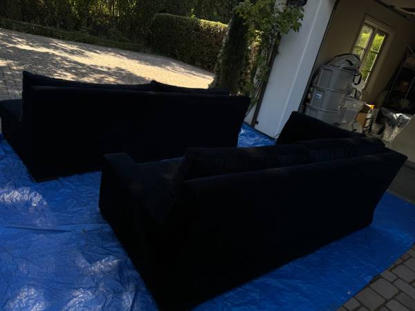 Restoration Hardware RH L sectional sofa black wool velvetOBO 1