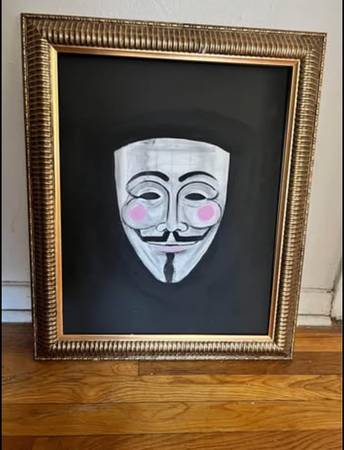 Guy Fawkes Hand Painted Canvas w/Frame 1