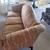 Elegant Vintage Camelback Sofa – Carved Wood & Damask Upholstery 3 thumbnail