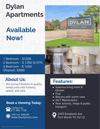 $1,250 / 2br/1bath Pet friendly, Close to freeway, Spacious floorplans 1