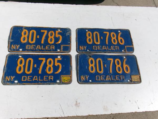 1970s NY DEALER LICENSE PLATES VERY RARE 1