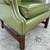 Chippendale Style Green Leather Wingback Chair 5 thumbnail